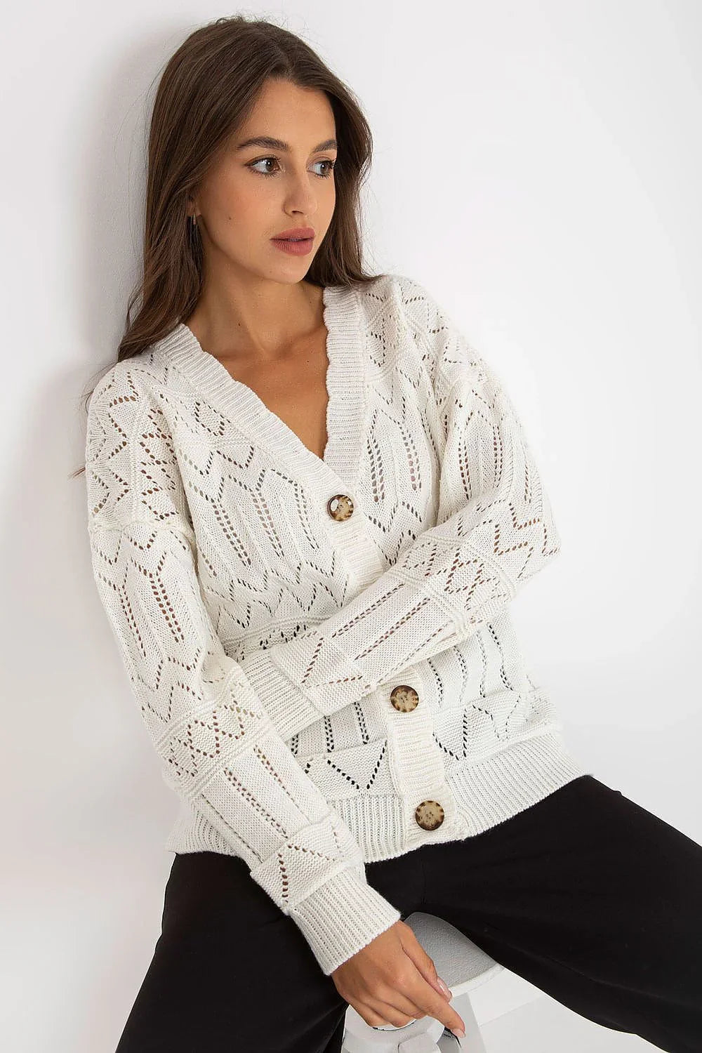 Women's Cotton Textured Cardigan Sweater