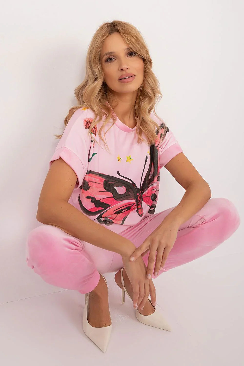 Women’s Graphic Blouse and Tapered Pants Set