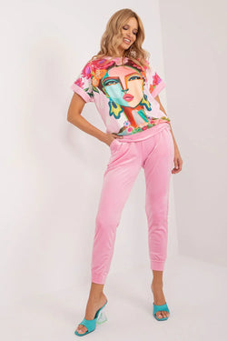Women’s Graphic Blouse and Tapered Pants Set - Guocali