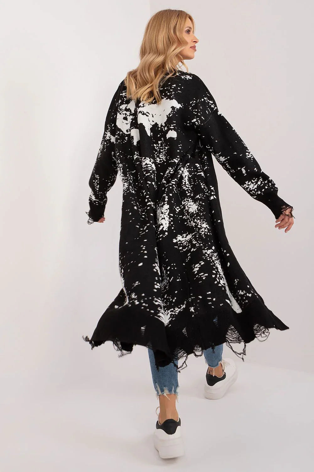 Women's Graphic Longline Cardigan Sweater