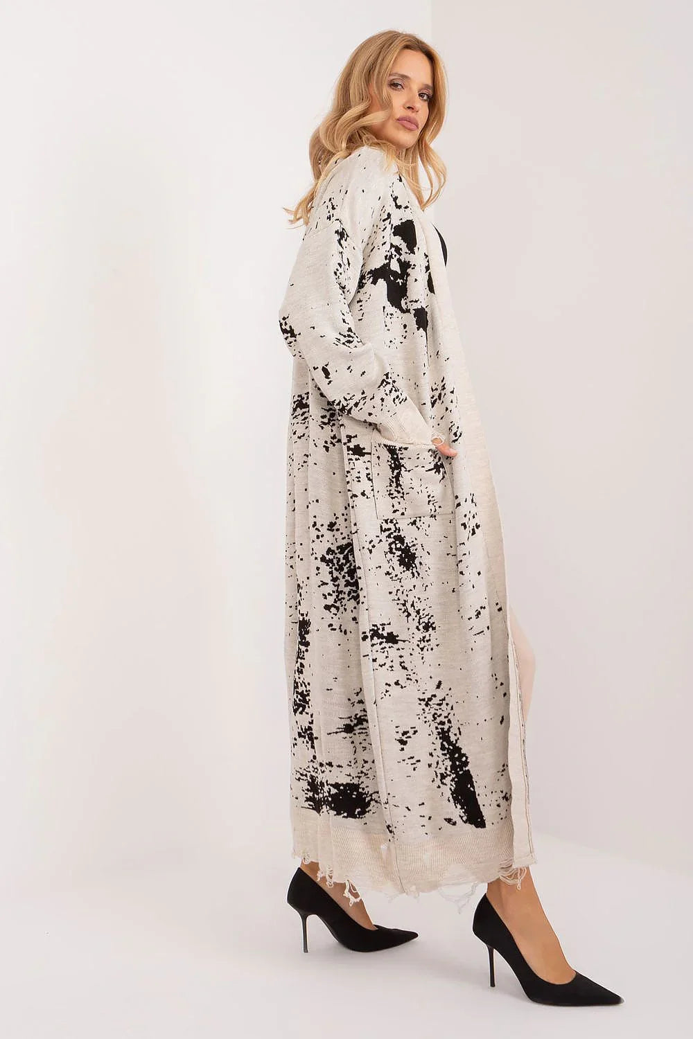 Women's Graphic Longline Cardigan Sweater