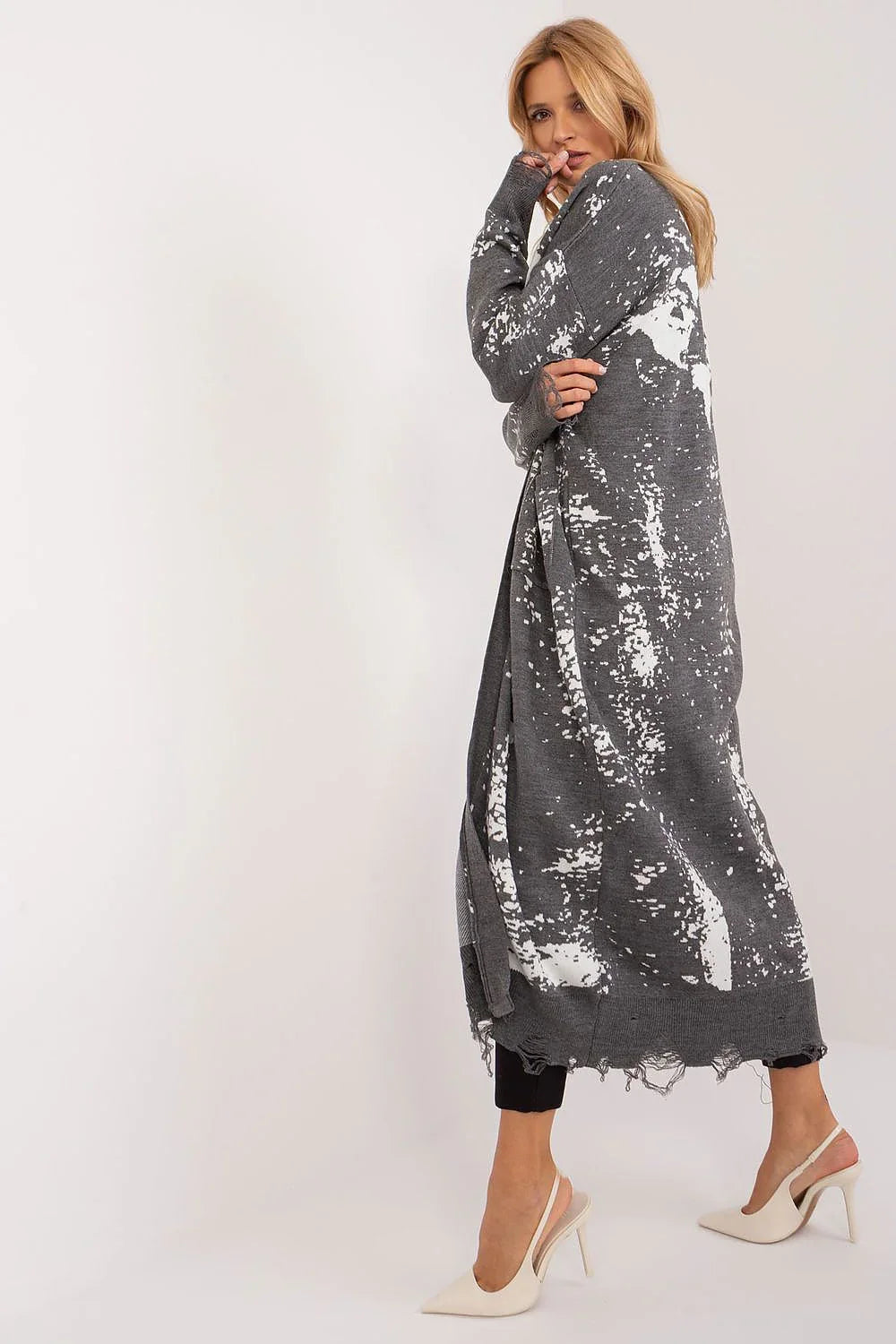 Women's Graphic Longline Cardigan Sweater