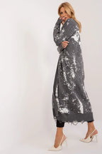 Women's Graphic Longline Cardigan Sweater