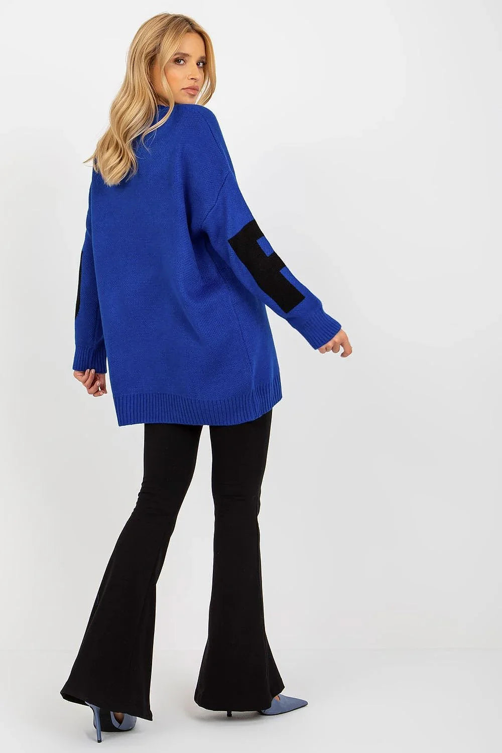 Women's Graphic Longline Crew Neck Pullover Sweater