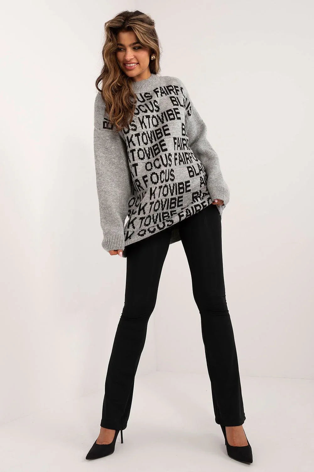 Women's Graphic Longline Crew Pullover Sweater
