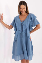 Women's Knee-Length Day Dress – Oversized With Flutter Sleeves