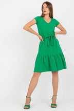Women's Knee-Length Day Dress – Regular Fit With Short Sleeves