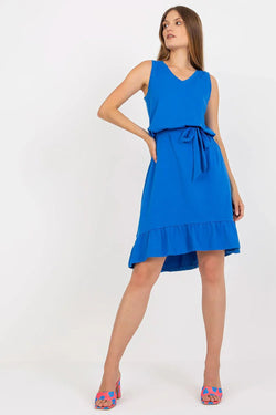 Women’s Blue Knee-Length Sleeveless Sweetheart Dress - Guocali