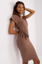 Women's Knee-Length Day Dress – Slim With Short Sleeves