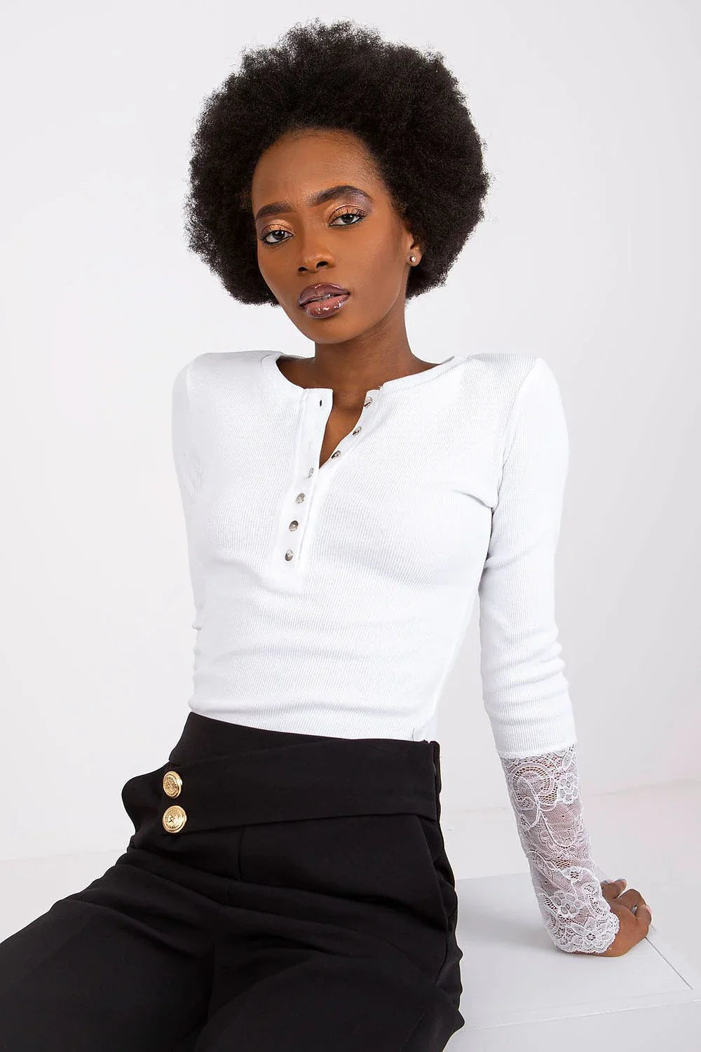 Women's Lace Blouse - Lace Waist Length