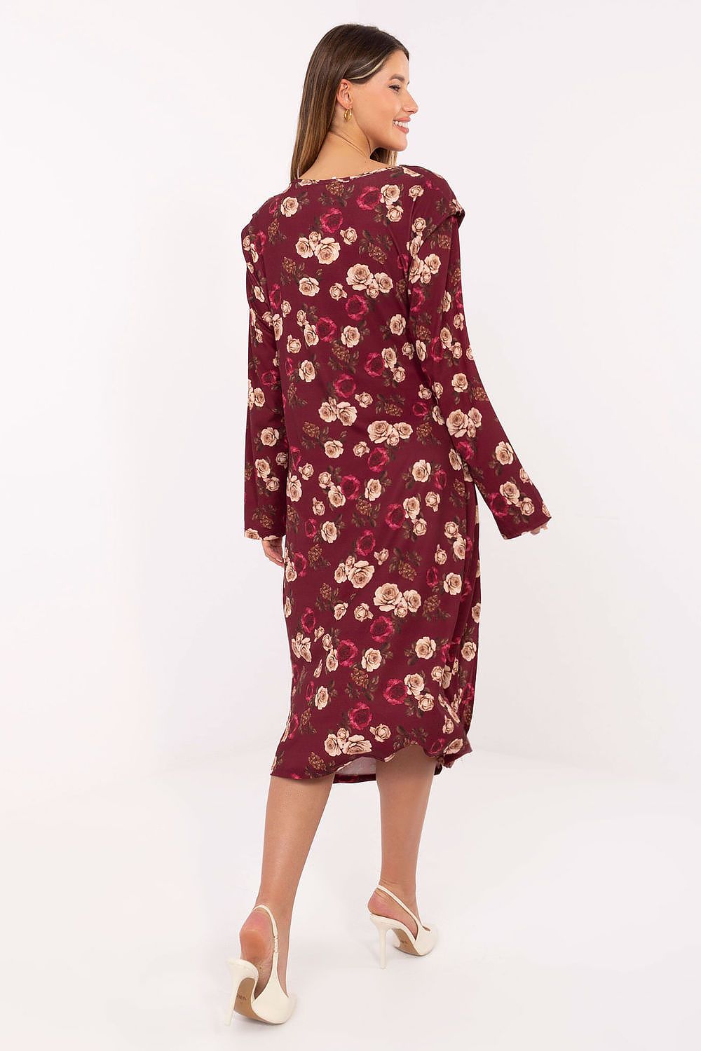 Women's Midi Day Dress – Regular Fit With Long Sleeves