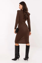 Women's Midi Day Dress – Slim Fit With Long Sleeves