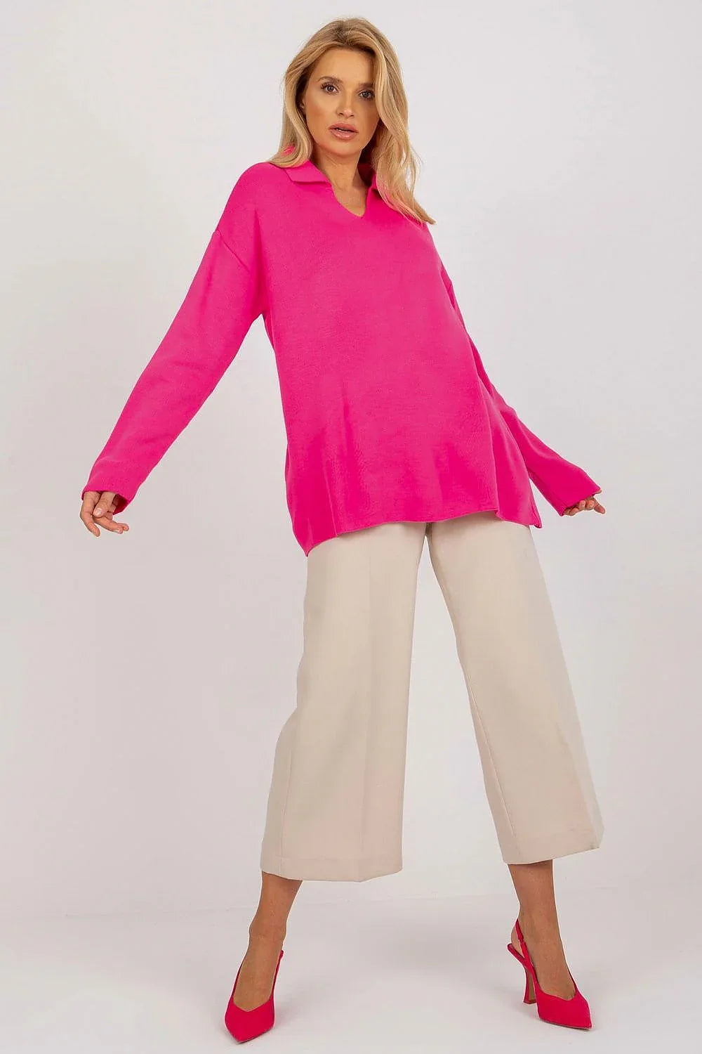 Women's Minimalist Solid V-Neck Pullover Sweater