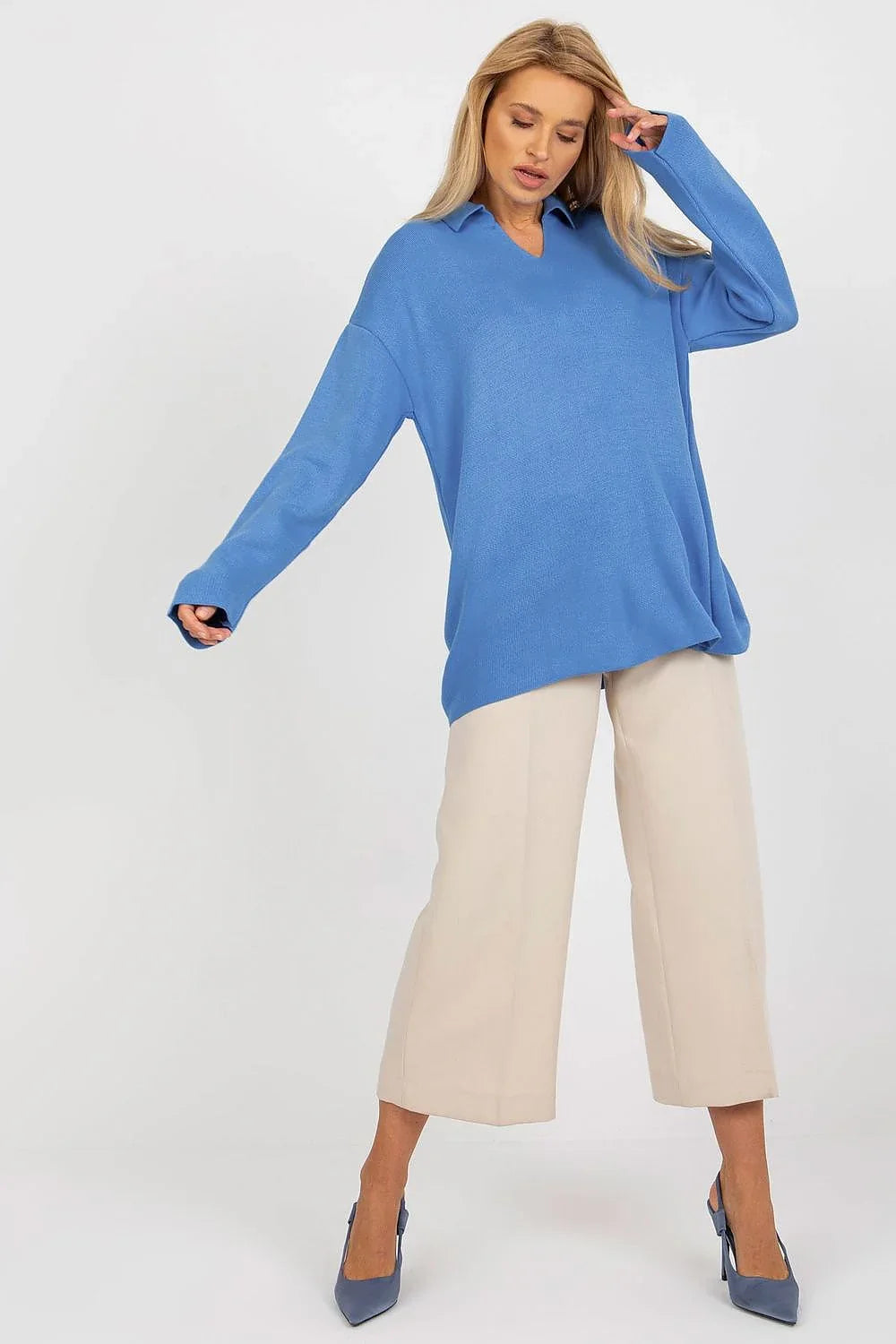 Women's Minimalist Solid V-Neck Pullover Sweater