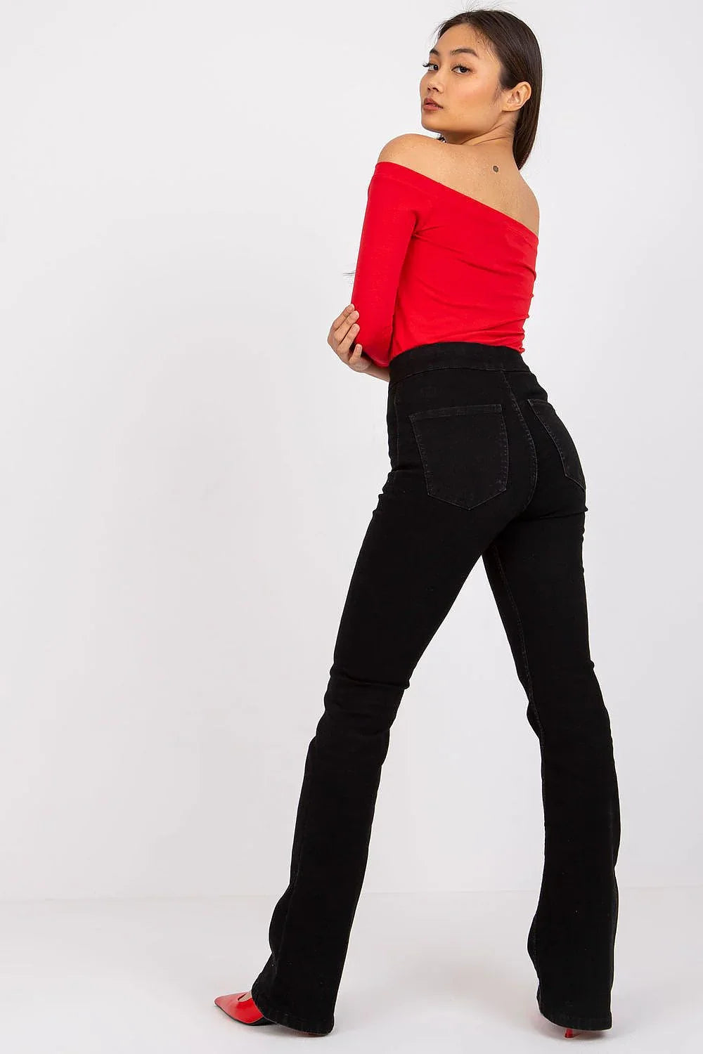Women's Off-Shoulder Blouse - Solid Waist Length