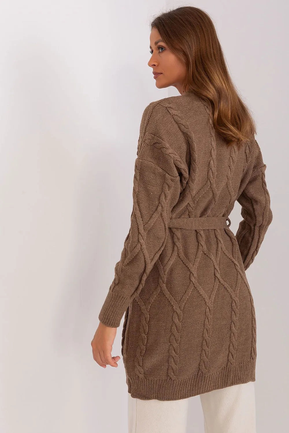 Women's Plaid Belted Cardigan Sweater