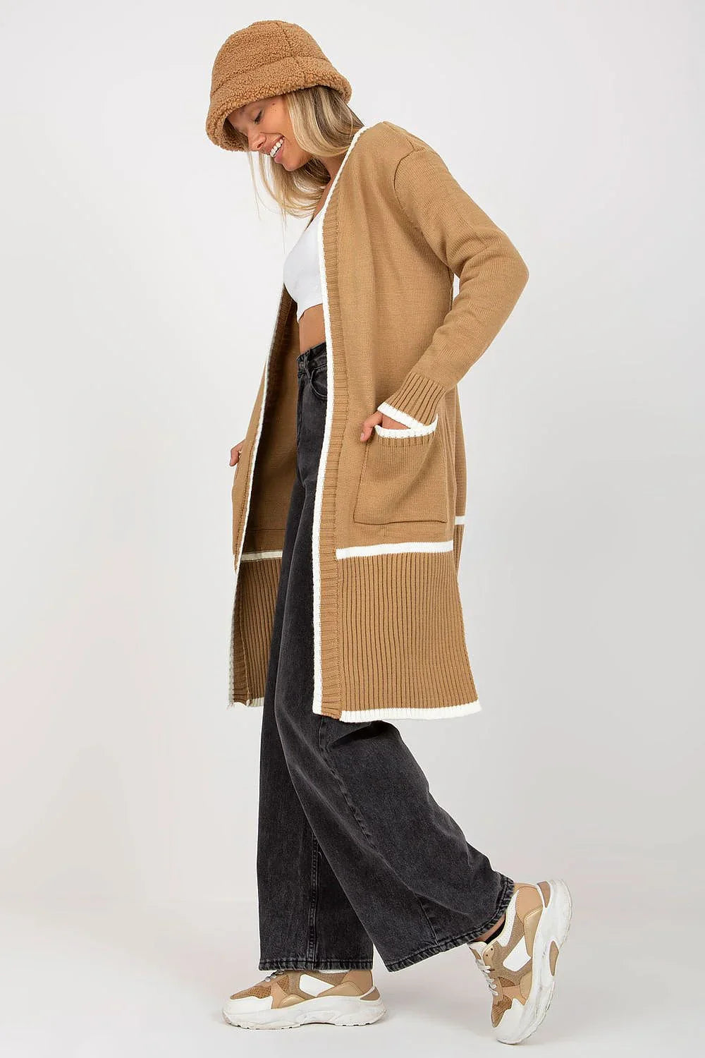 Women's Solid Longline Cardigan Sweater - Guocali fashion image