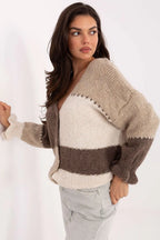Women's Striped V Neck Cardigan Sweater
