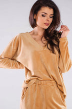 Women's Sweatshirt - V-Neck With Relaxed Fit