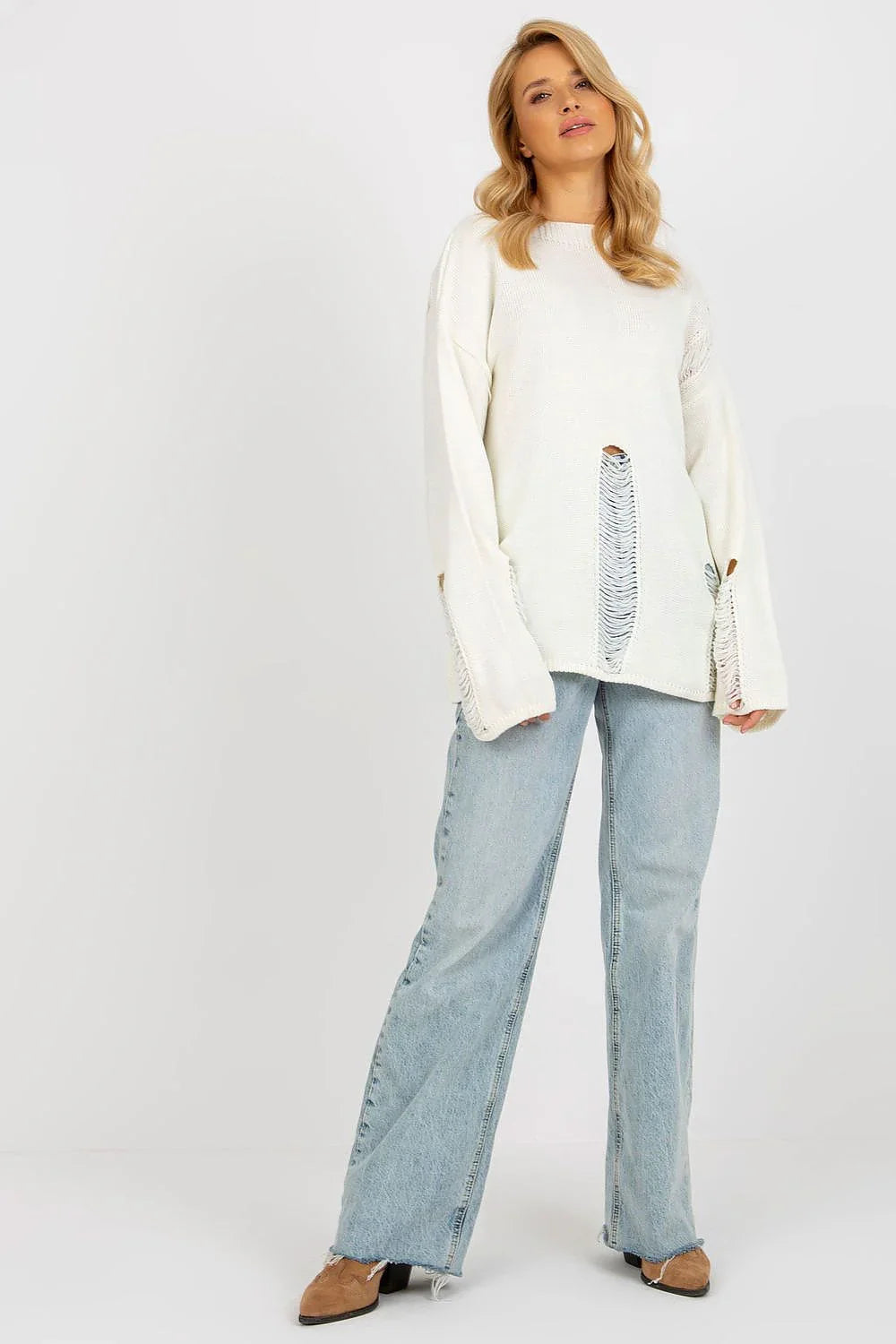Women's Textured Oversized Pullover Sweater
