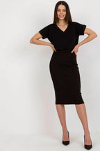 Women’s V-Neck Blouse and Midi Dress Two Piece Set
