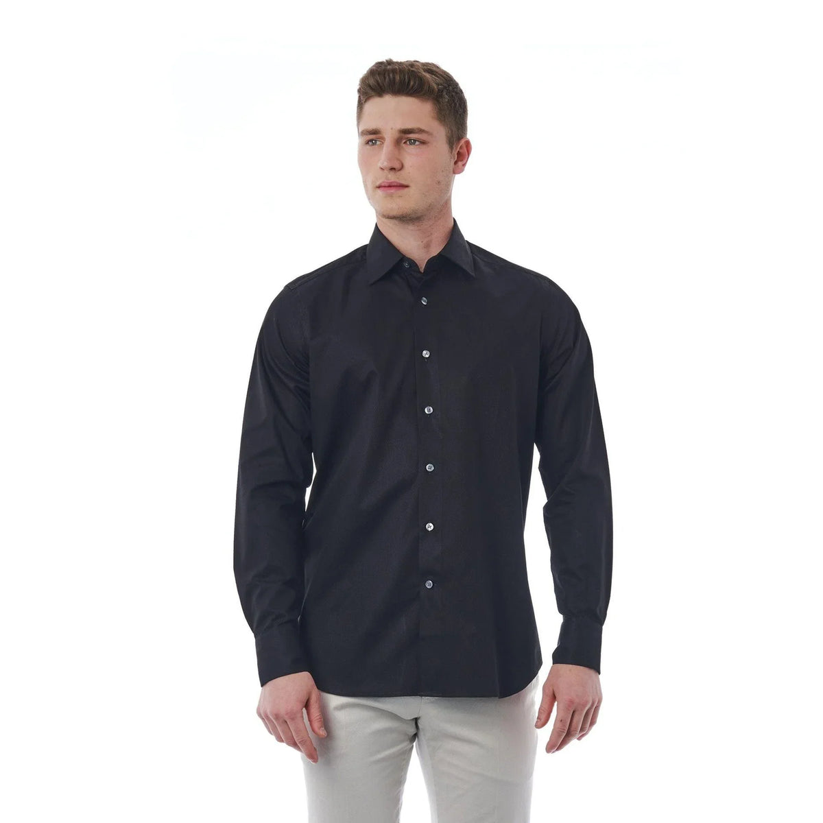 Bagutta Men's Cotton Regular Fit Dress Shirt – Black – Dress Shirt | GUOCALI