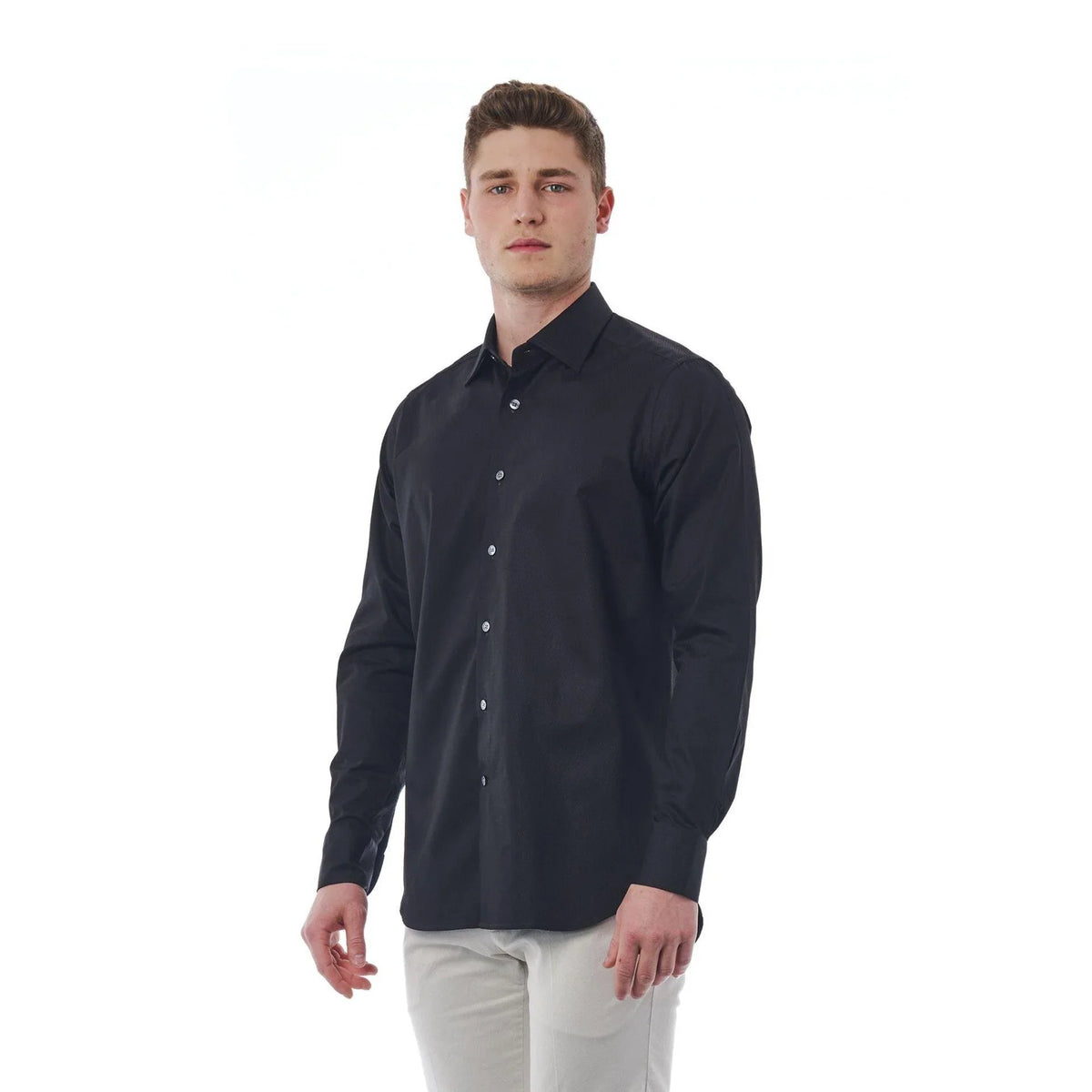 Bagutta Men's Cotton Regular Fit Dress Shirt – Black – Dress Shirt | GUOCALI – view 2