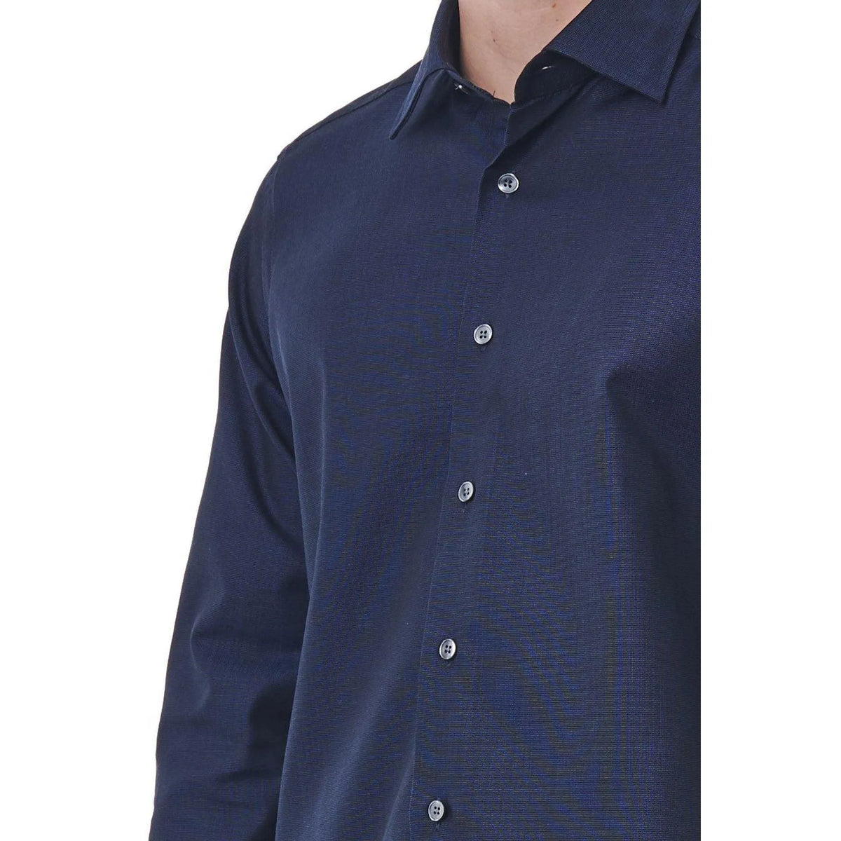Bagutta Men's Cotton Regular Fit Dress Shirt – Navy – Dress Shirt | GUOCALI – view 3