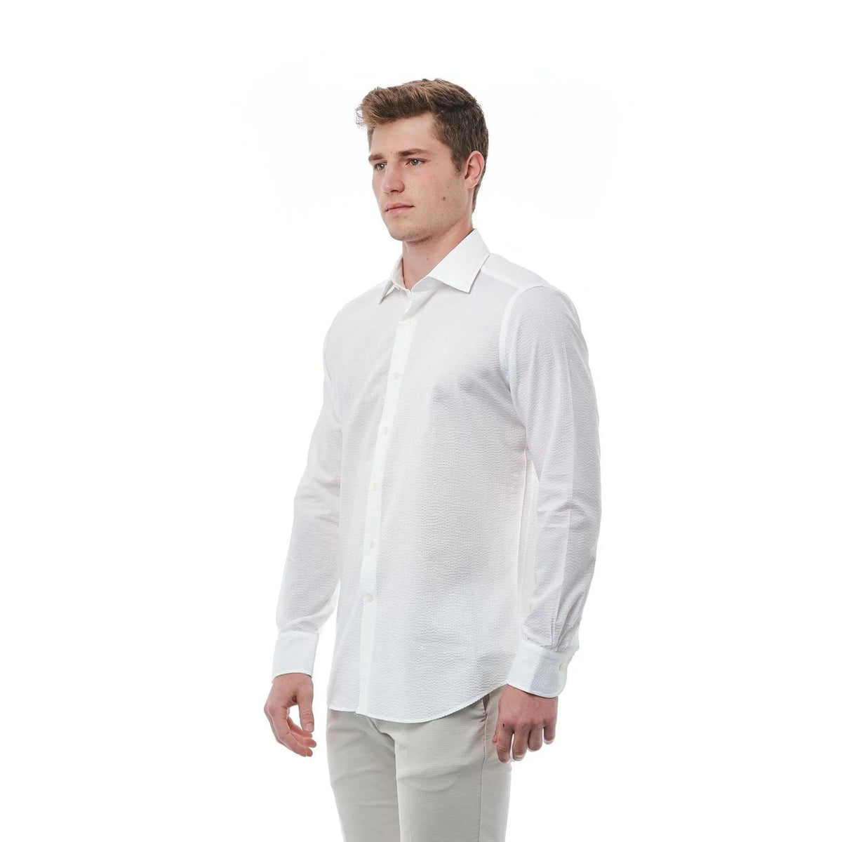 Bagutta Men's Cotton Regular Fit Dress Shirt – White – Dress Shirt | GUOCALI – view 3
