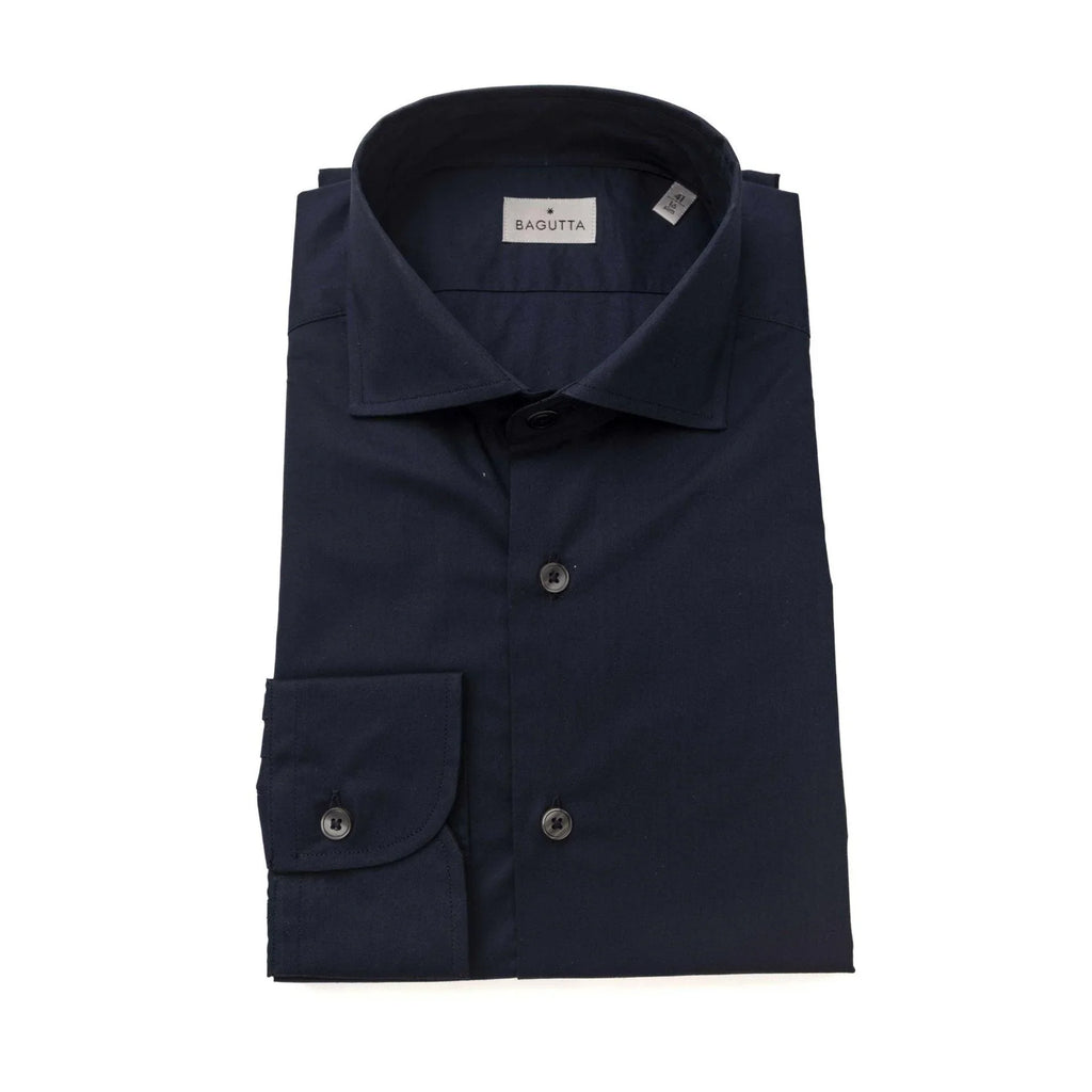 Bagutta Men's Slim Fit Stretch Cotton Dress Shirt – Navy – Dress Shirt | GUOCALI