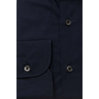 Bagutta Men's Slim Fit Stretch Cotton Dress Shirt – Navy – Dress Shirt | GUOCALI – view 3