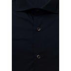 Bagutta Men's Slim Fit Stretch Cotton Dress Shirt – Navy – Dress Shirt | GUOCALI – view 4