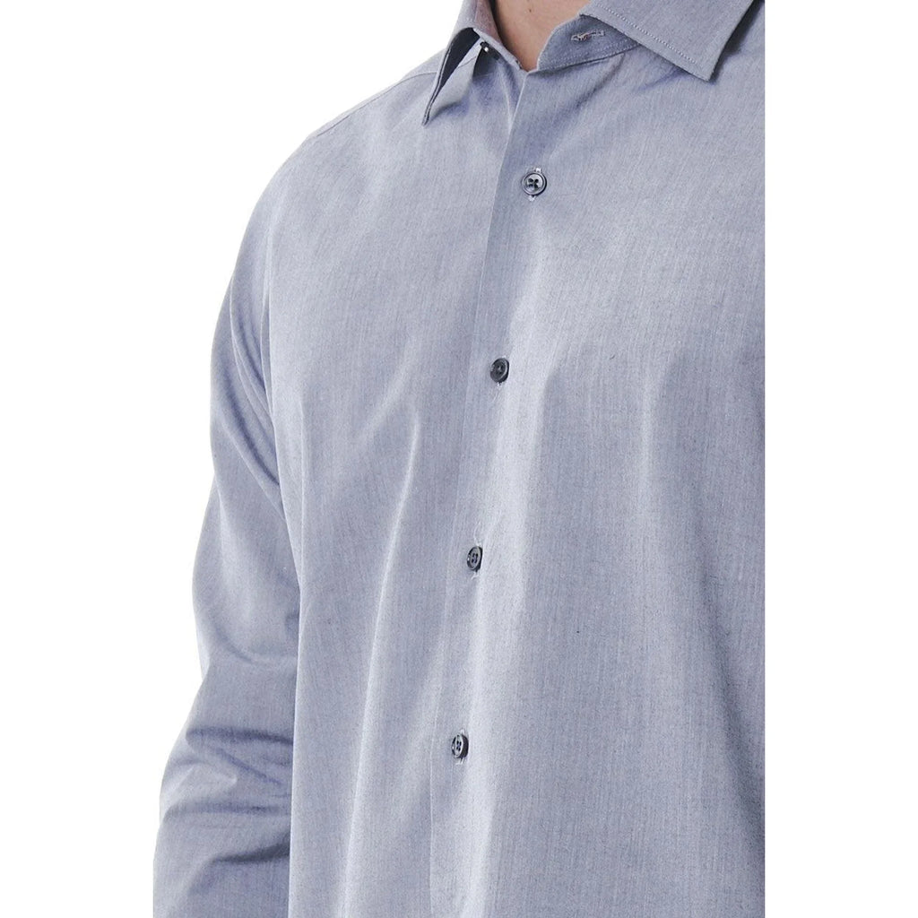 Bagutta Men's Stretch Cotton Point Collar Dress Shirt – Grey – Dress Shirt | GUOCALI – view 3