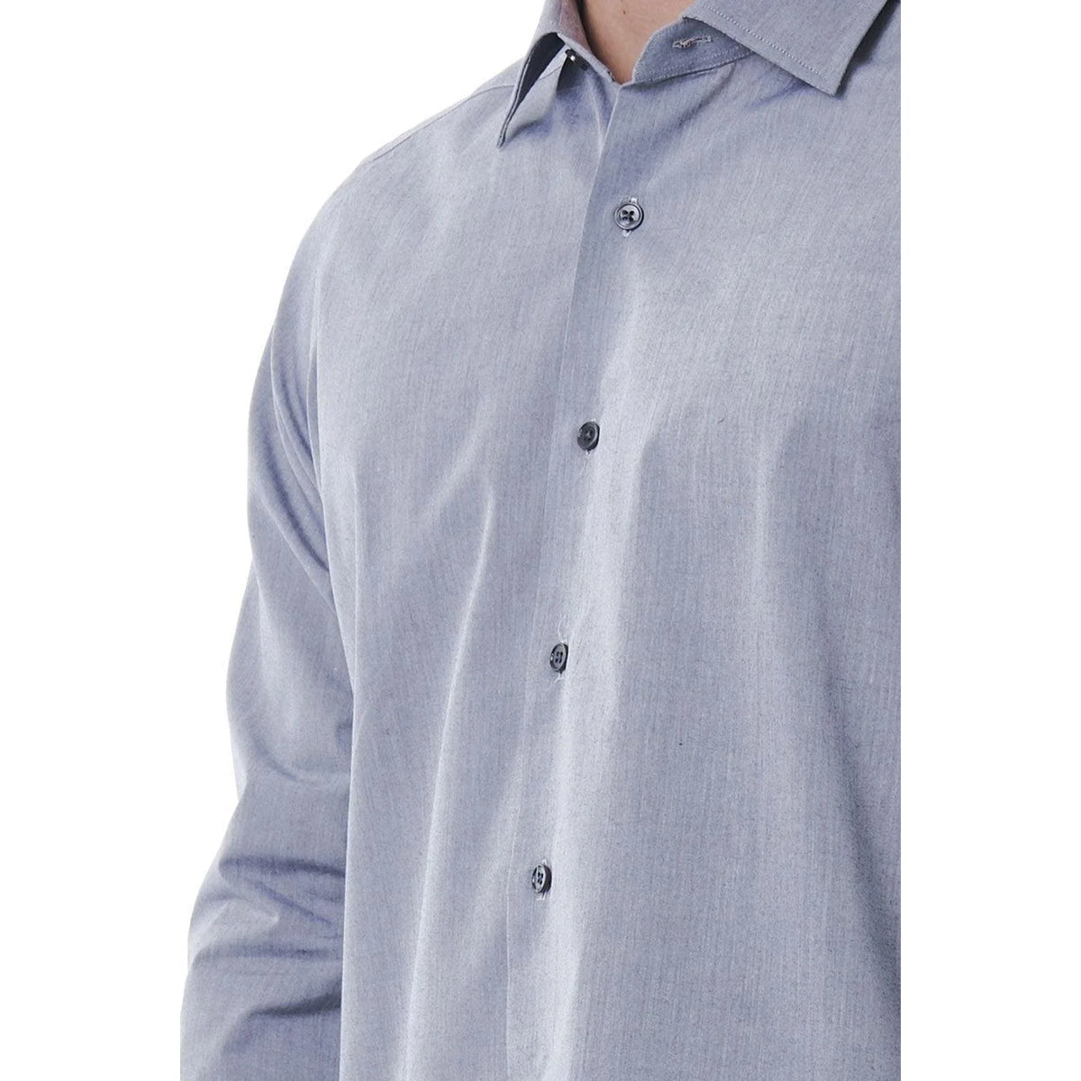 Bagutta Men's Stretch Cotton Point Collar Dress Shirt – Grey – Dress Shirt | GUOCALI – view 3