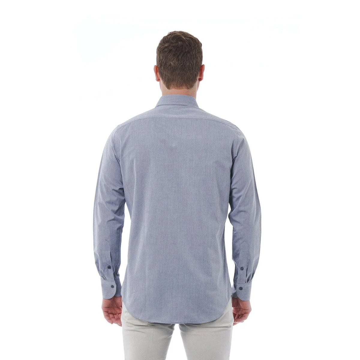 Bagutta Men's Stretch Cotton Point Collar Dress Shirt – Grey – Dress Shirt | GUOCALI – view 4