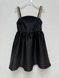 Beaded Slash Neck High Waist Suspender Dress -Guocali