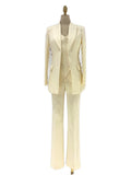 Elegant Women's Pant Suit - Solid Button
