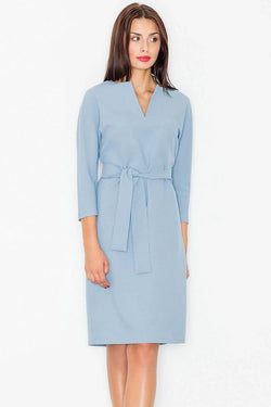 Belted Midi Dress Elegant Casual Workwear Style - Guocali