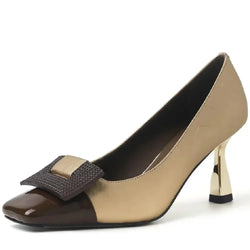 Big Buckle Stiletto Leather Women Pumps - Guocali