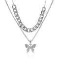 Big Butterfly Pendant Necklace - Rhinestone Jewelry -Guocali