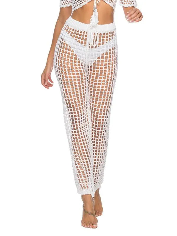 Boho Women Wide Leg Pants – High-Waist Lace -Guocali