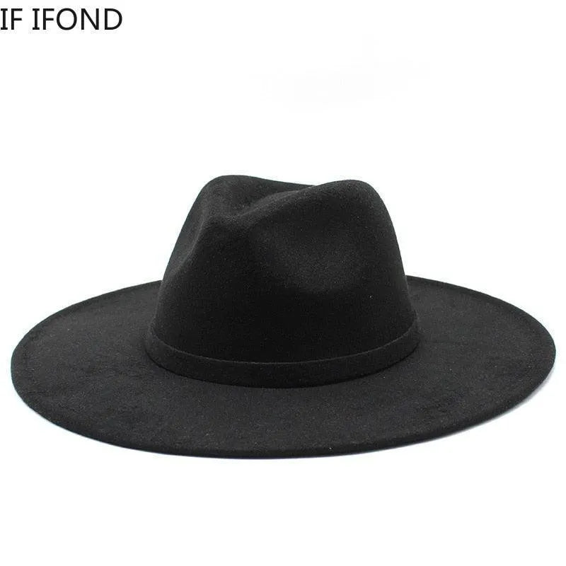 Black British style fedora hat with wide brim, luxury men's accessory from GUOCALI Paris.