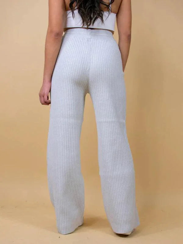 Casual Women's Trousers – High Rise Drawstring Fit -Guocali