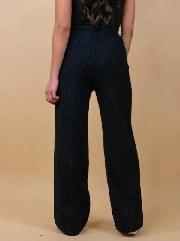 Casual Women's Trousers – High Rise Drawstring Fit -Guocali