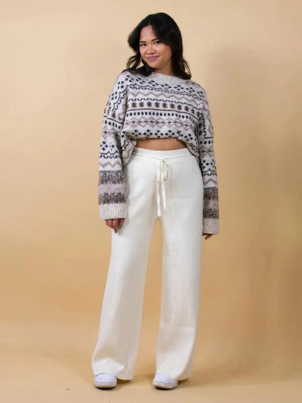 Casual Women's Trousers – High Rise Drawstring Fit -Guocali
