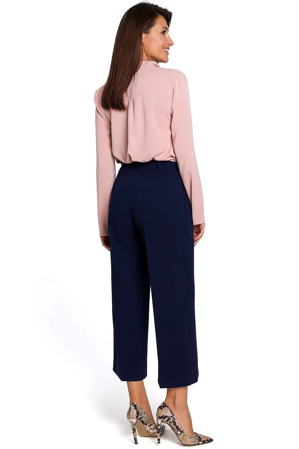 Chic Elegant Women Cropped Wide-Leg Pants – High-Rise Stretchable
