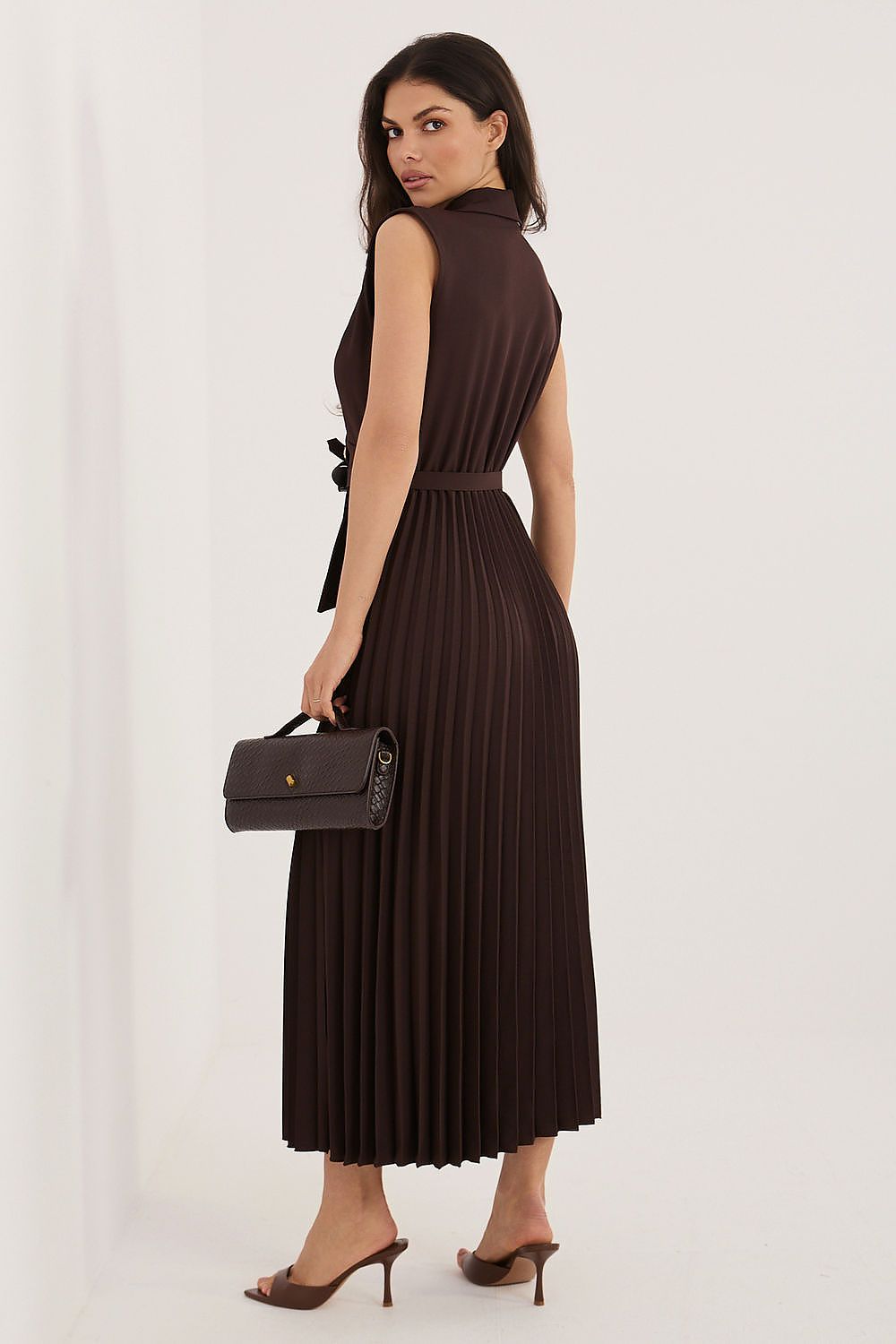 chic solid lapel collar sleeveless maxi day dress – Daydress | GUOCALI – view 3
