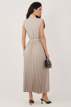chic solid lapel collar sleeveless maxi day dress – Daydress | GUOCALI – view 6