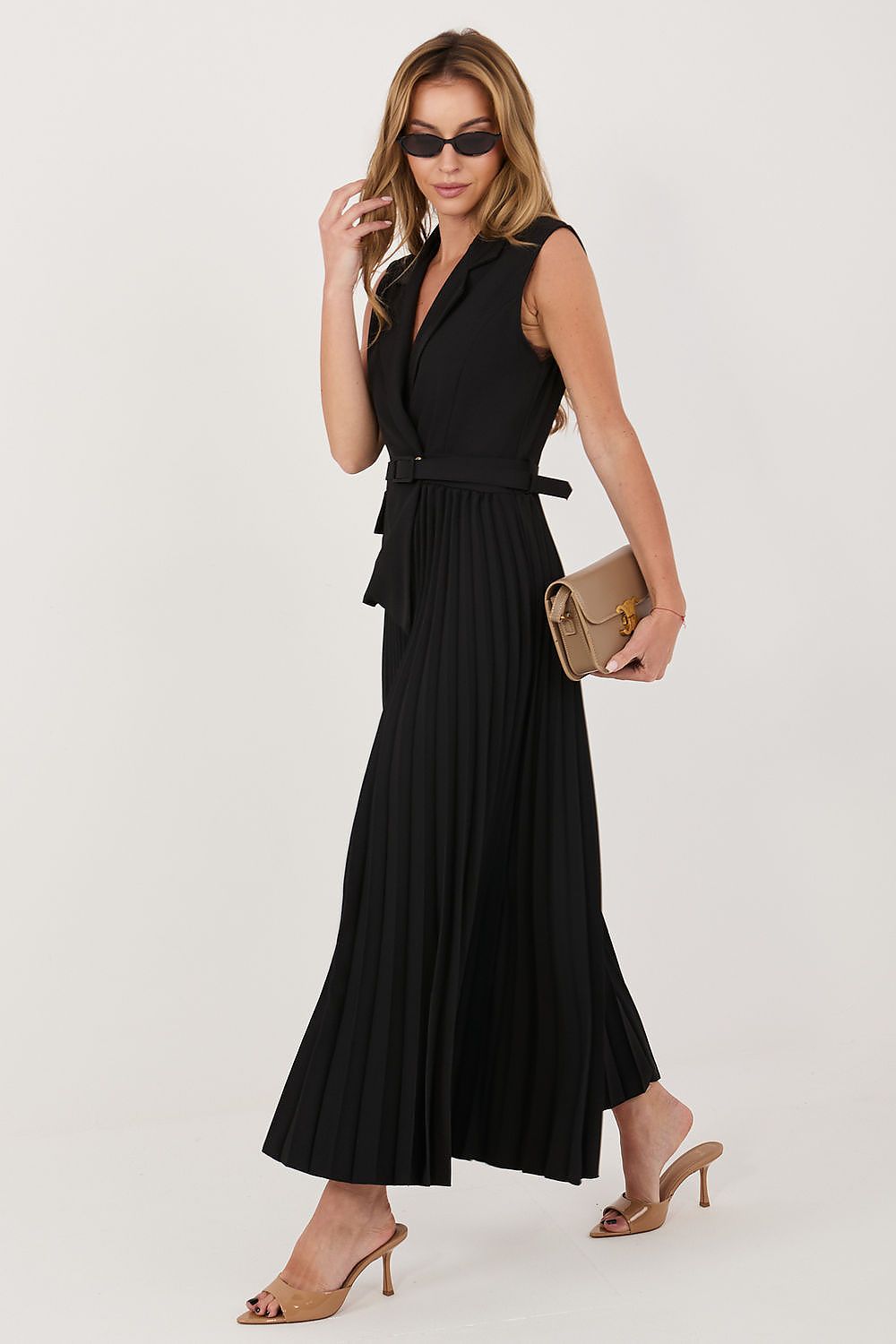 chic solid lapel collar sleeveless maxi day dress – Daydress | GUOCALI – view 8