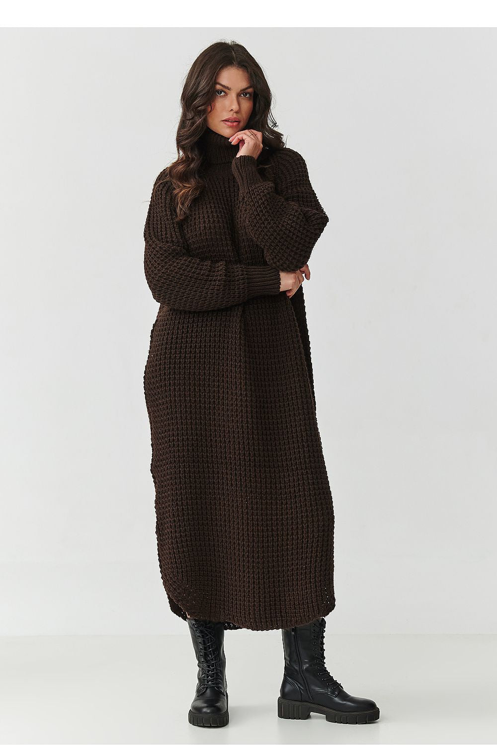 chic solid turtleneck long sleeves midi day dress – Daydress | GUOCALI